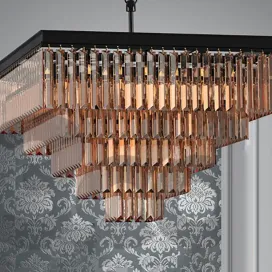 Chandelier rh odeon clear glass fringe chandelier square